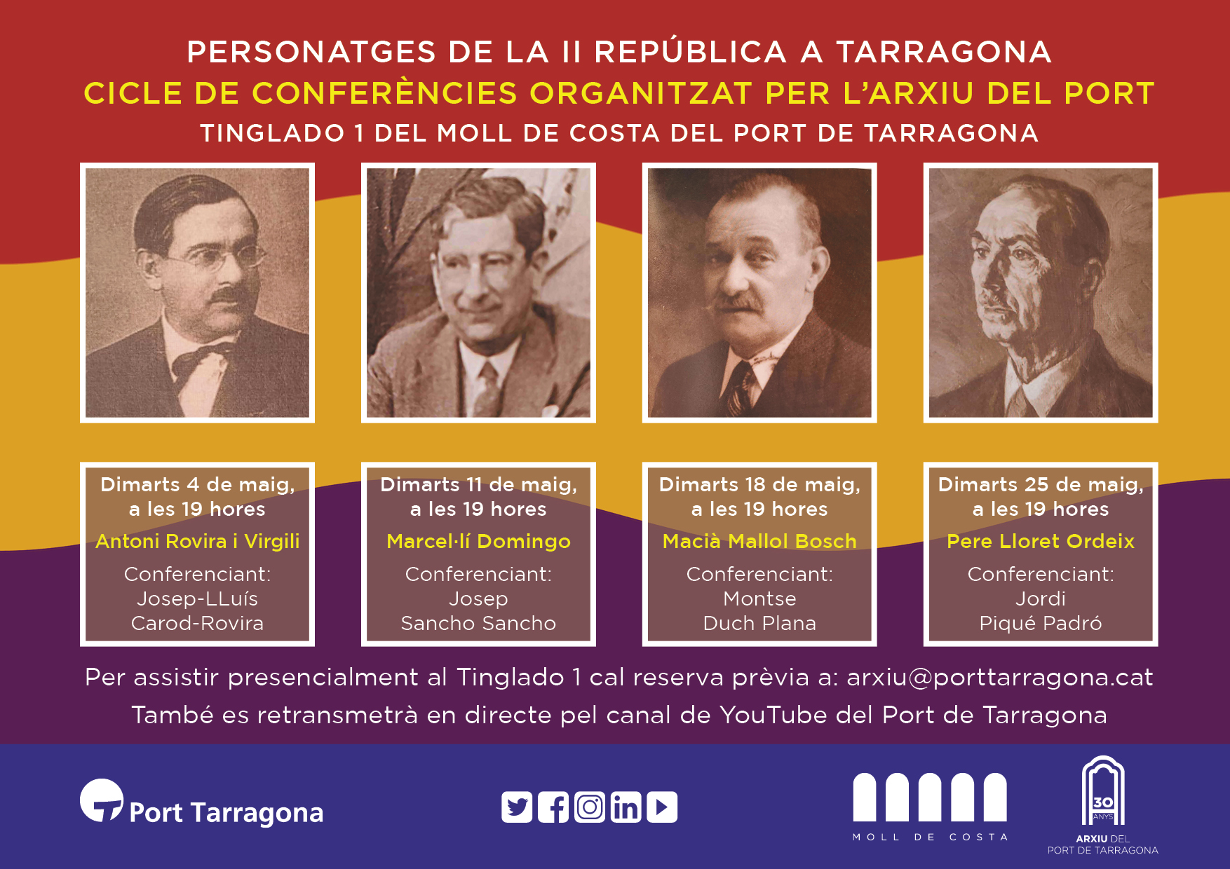 Cartell que anuncia el cicle de conferències 'personatges de la república'