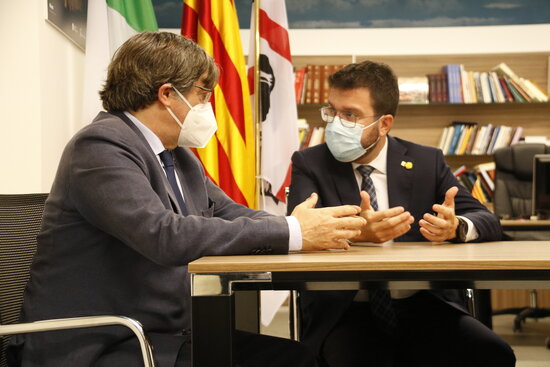 Pere Aragonès amb Carles Puigdemont