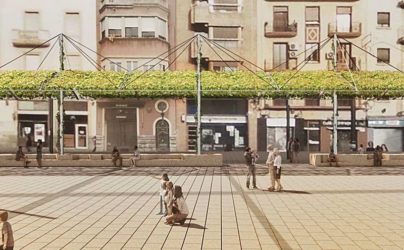 Imatge virtual de la futura pèrgola de la plaça Corsini.