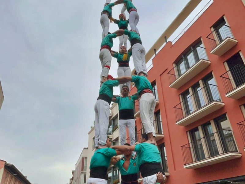 FOTO: El 3 de 8 dels Castellers de Sant Pere i Sant Pau aquest dissabte a Cal Figarot FIRMA: CASTELLERS DE SANT PERE I SANT PAU