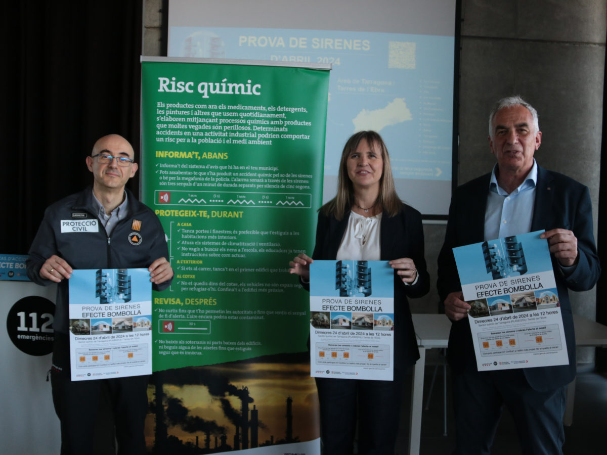 La prova de sirenes del Camp de Tarragona i les Terres de l’Ebre inclourà alertes mòbils i englobarà 189.500 persones