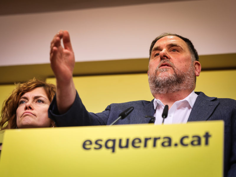El president d'ERC, Oriol Junqueras, i la secretària general, Elisenda Alamany Data de publicació: dissabte 14 de desembre del 2024, 21:47 Localització: Barcelona Autor: Jordi Borràs