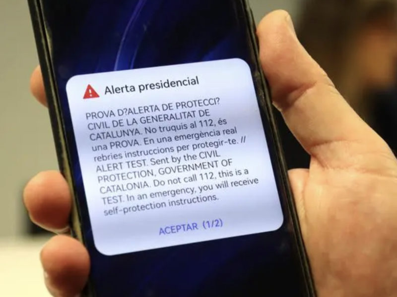 Protecció Civil farà una prova del sistema d’alertes a mòbils ES-ALERT el 30 de setembre