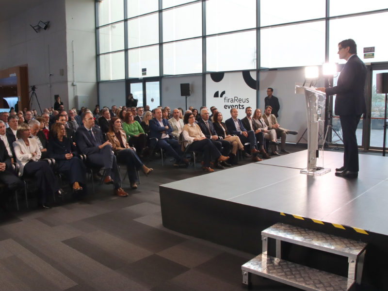 El president de la Generalitat, Salvador Illa, durant la conferència 'Catalunya Lidera' que ha pronunciat a Reus Data de publicació: dissabte 08 de novembre del 2025, 12:38 Localització: Reus Autor: Eloi Tost