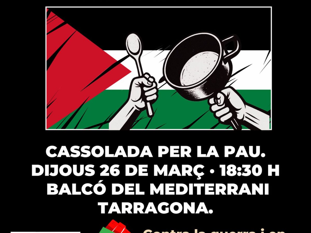 Nova concentració i cassolada al Balcó del Mediterrani sota el lema “No a les guerres”