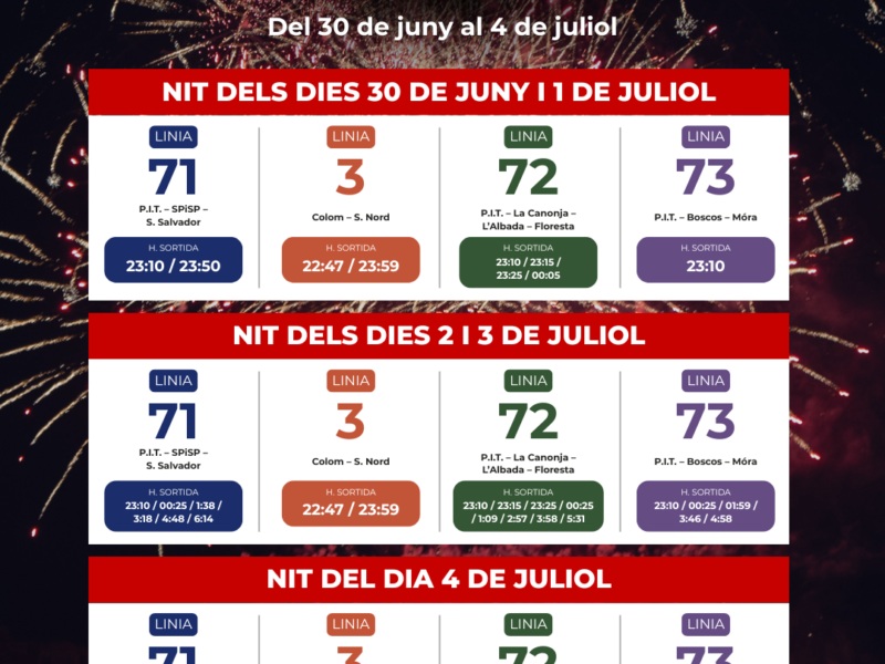 L’EMT reforça línies de bus pel Concurs Internacional de Focs Artificials
