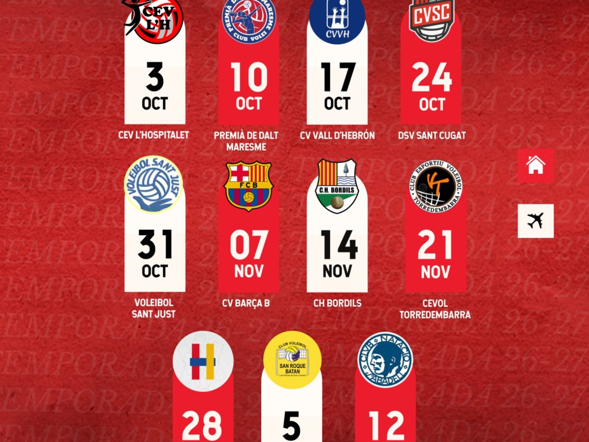 El Club Voleibol Sant Pere i Sant Pau ja coneix el calendari per a la nova temporada a 1a Nacional
