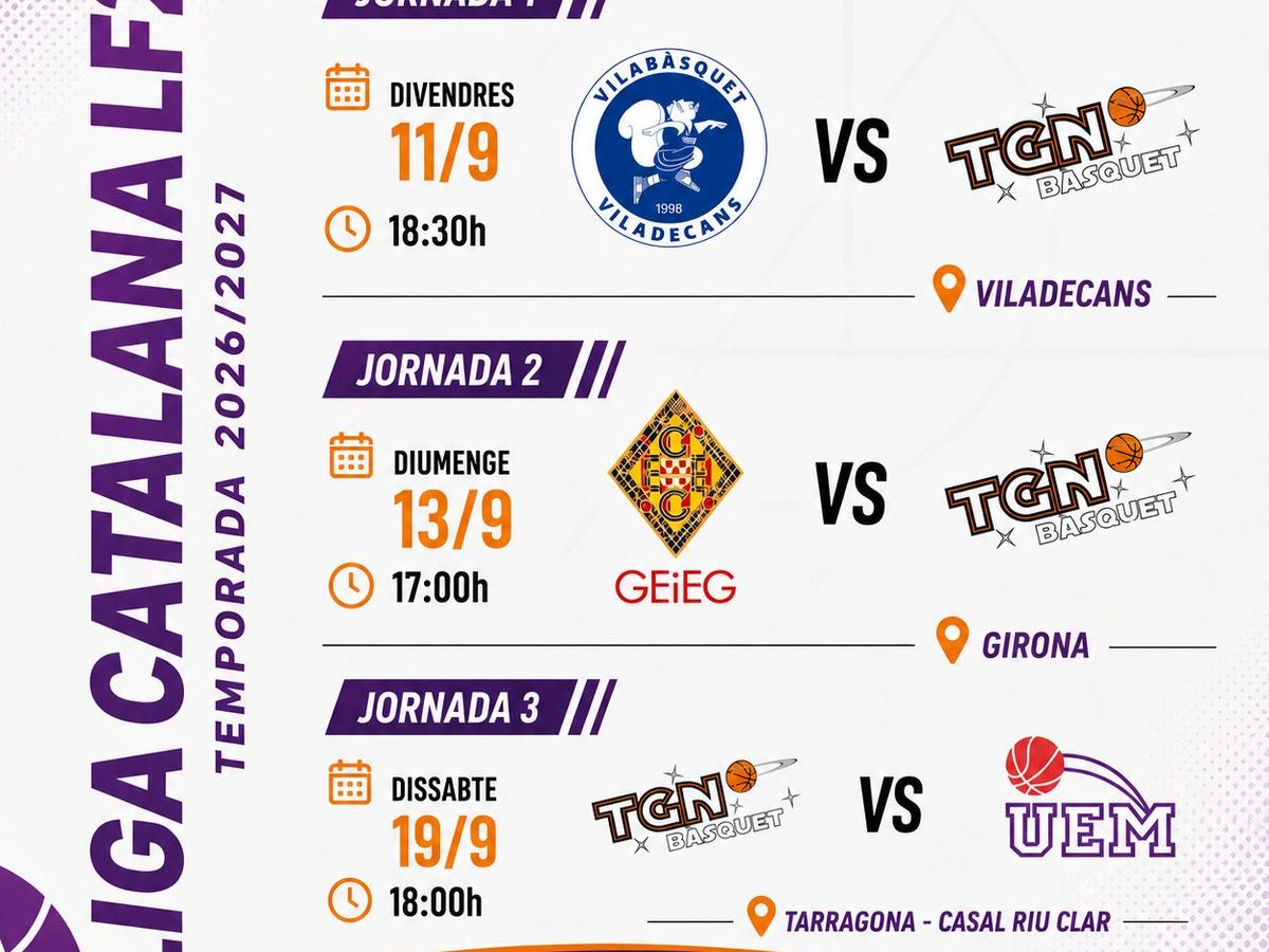 El TGN bàsquet ja coneix el calendari de la Lliga Catalana LF2